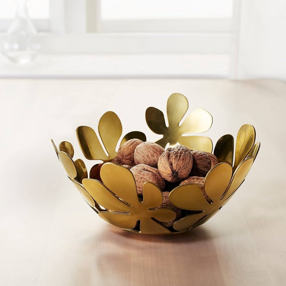 Vintage IKEA STOCKHOLM Gold Brass Flower Bowl by Monika Mulder (8")